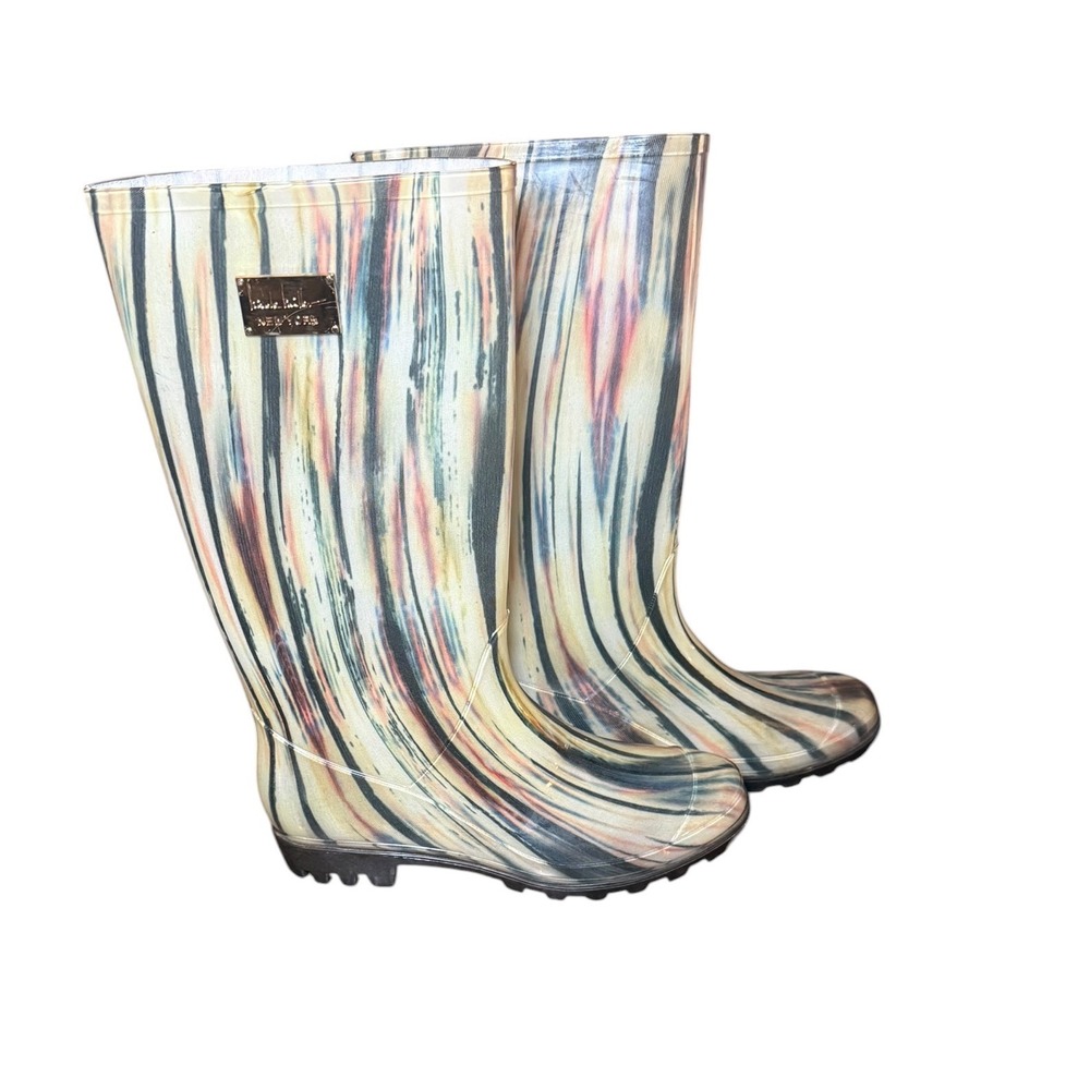Nicole Miller New York Womens Size 8 Multicolor Abstract Waterproof Rain Boots